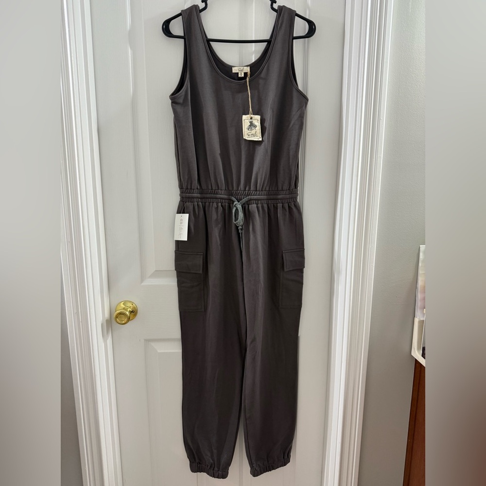Easel Charcoal Sleeveless Romper